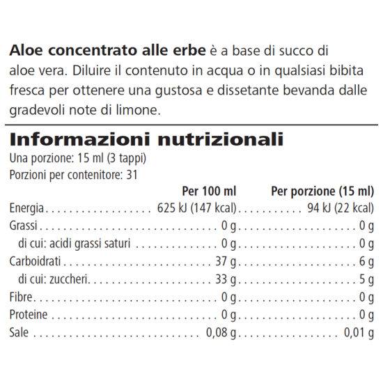 Aloe Concentrato alle Erbe aloe vera koncentrátum